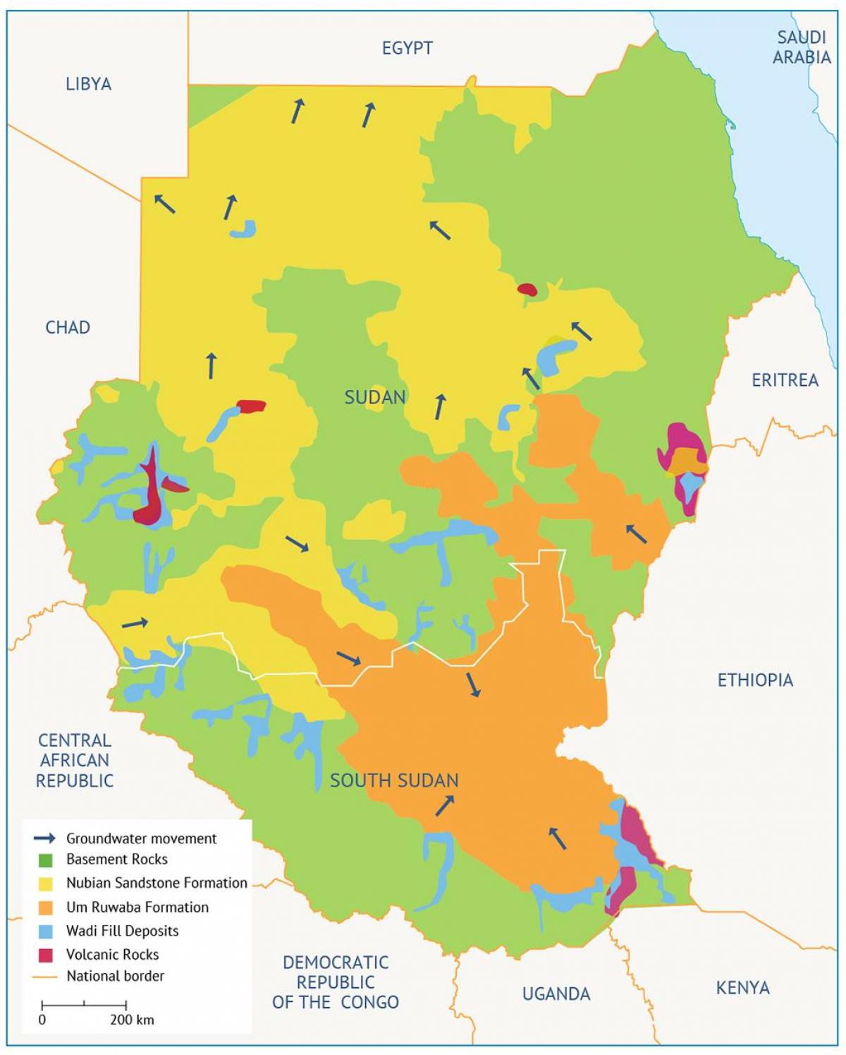 Žemėlapis Sudano baseino 