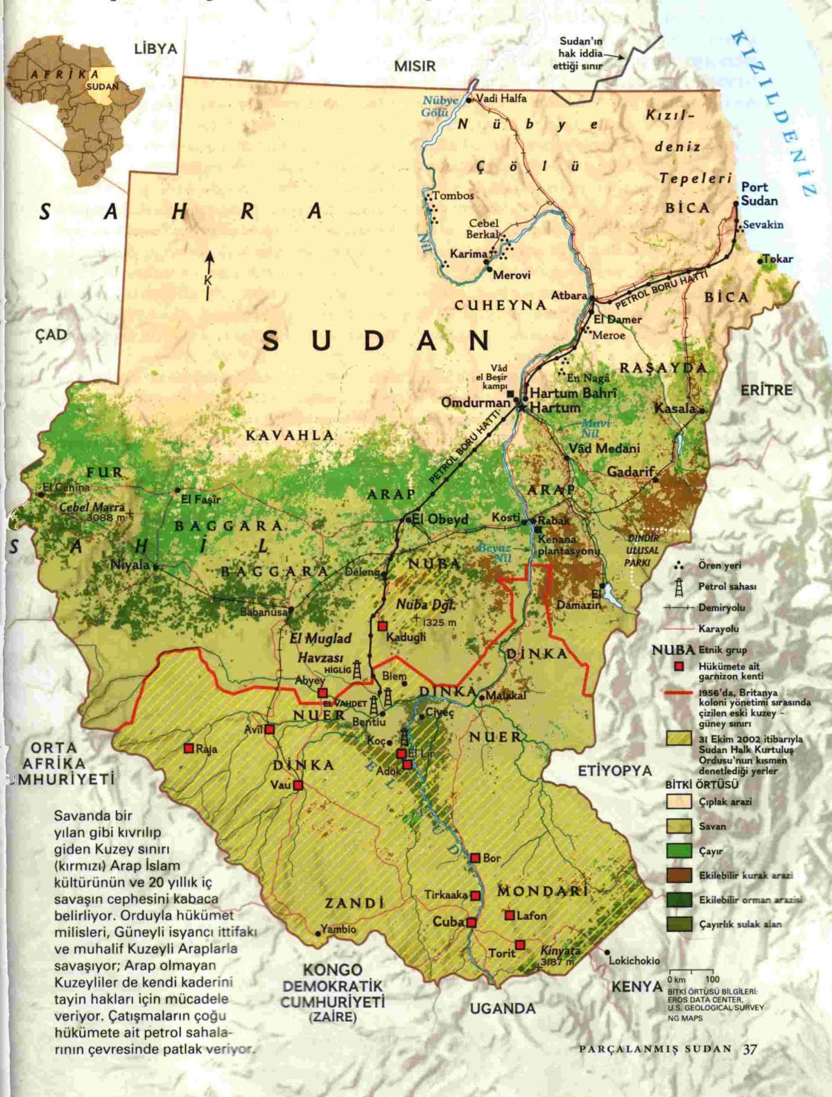 Žemėlapis Sudano geografija