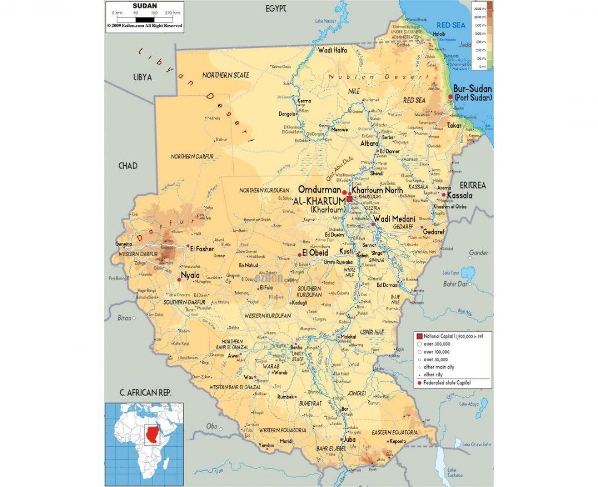 Žemėlapis Sudano keliai
