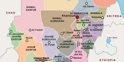 Žemėlapis Sudano regionų
